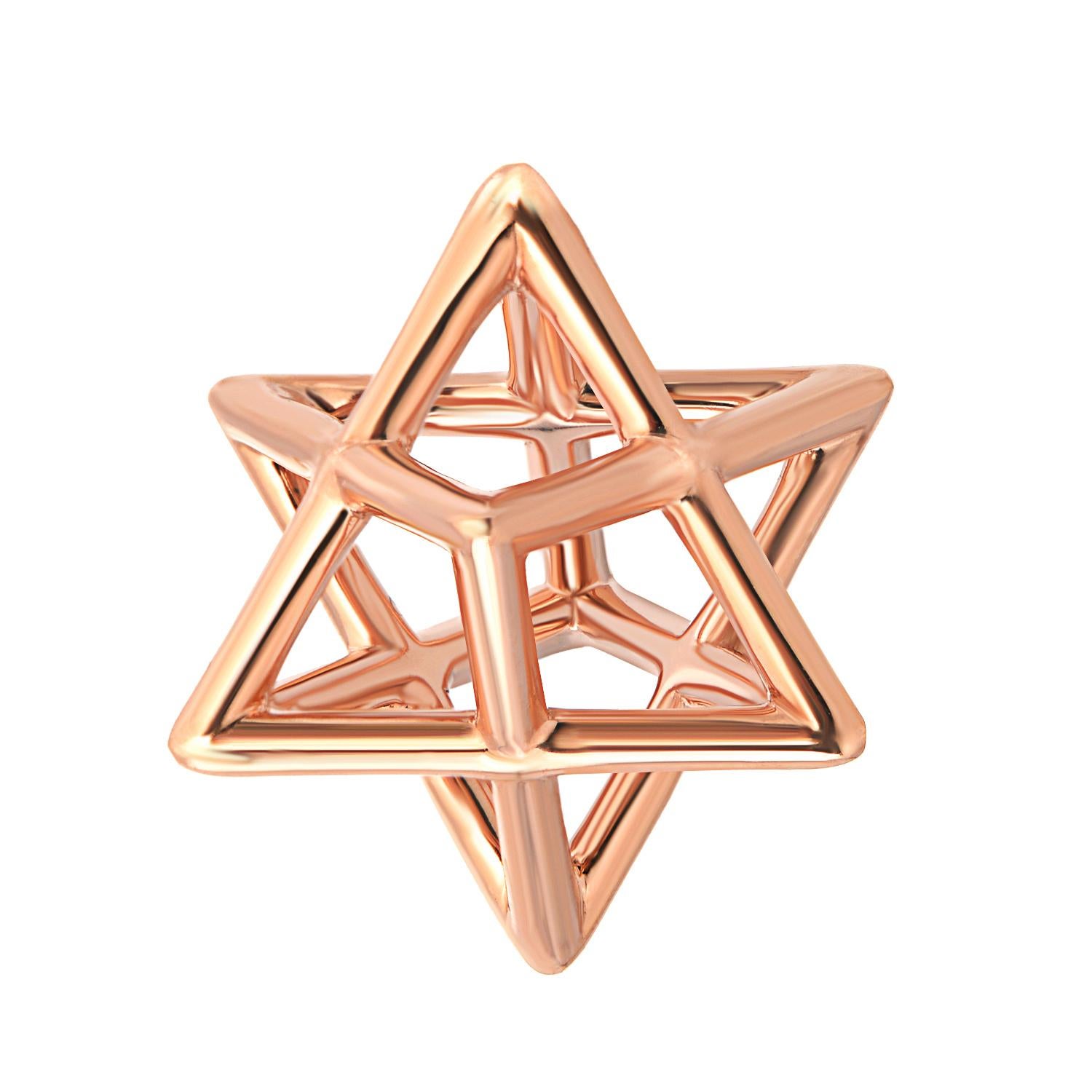 Art Deco 3D Star Of David Necklace 18K Rose Gold Plated - Jewish Gift For Bat Mitzvah. For Sale
