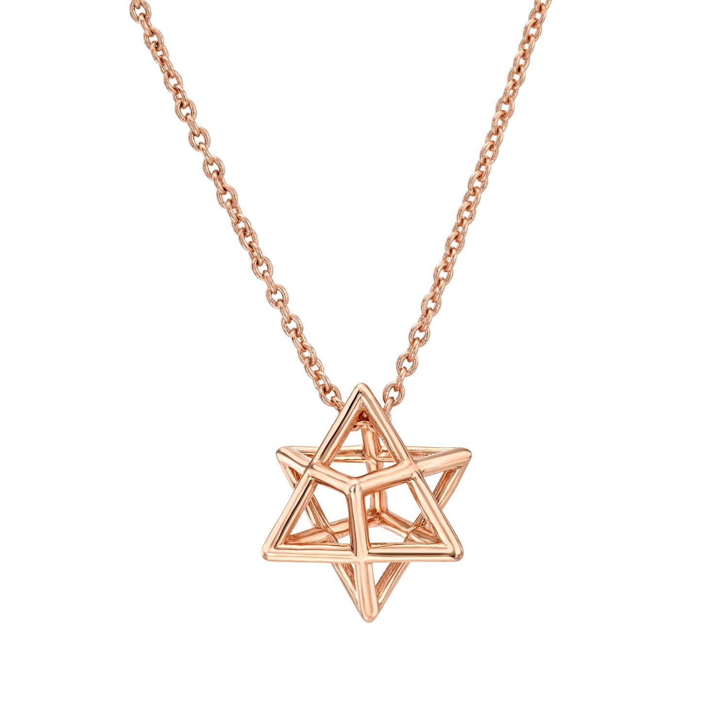 Collana 3D con stella di David placcata in oro rosa 18 carati - Regalo ebraico per il Bat Mitzvah. in vendita 2