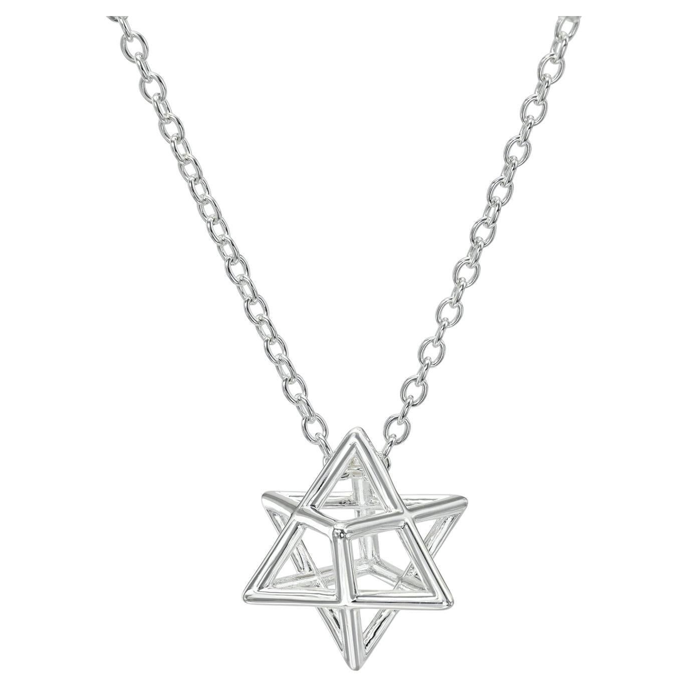 3D Star of David Necklace Silver Magen David Pendant - Jewish Bar Mitzvah Gift