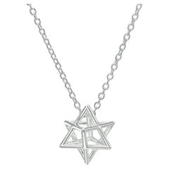 Antique 3D Star of David Necklace Silver Magen David Pendant - Jewish Bar Mitzvah Gift