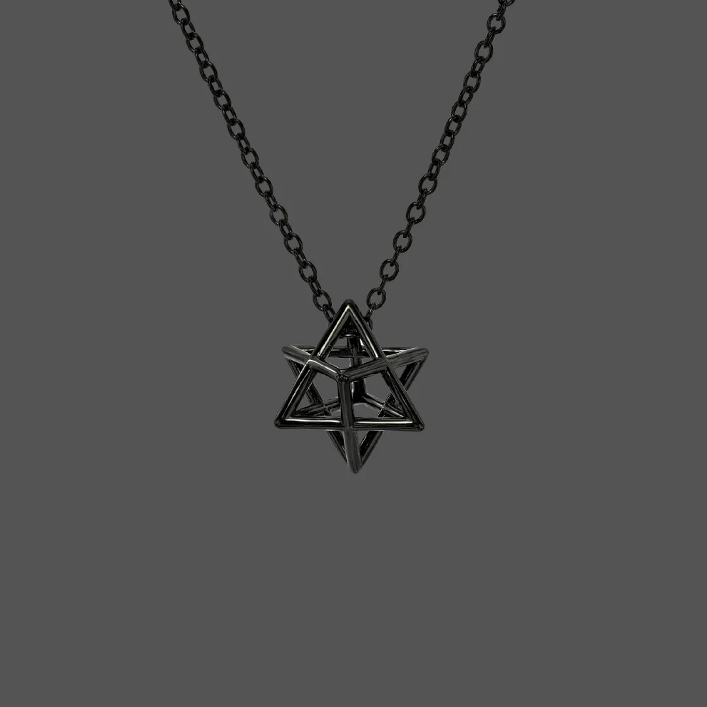 Collana 3D con stella di David in argento sterling nero - Collana unica con stella ebraica in vendita 1