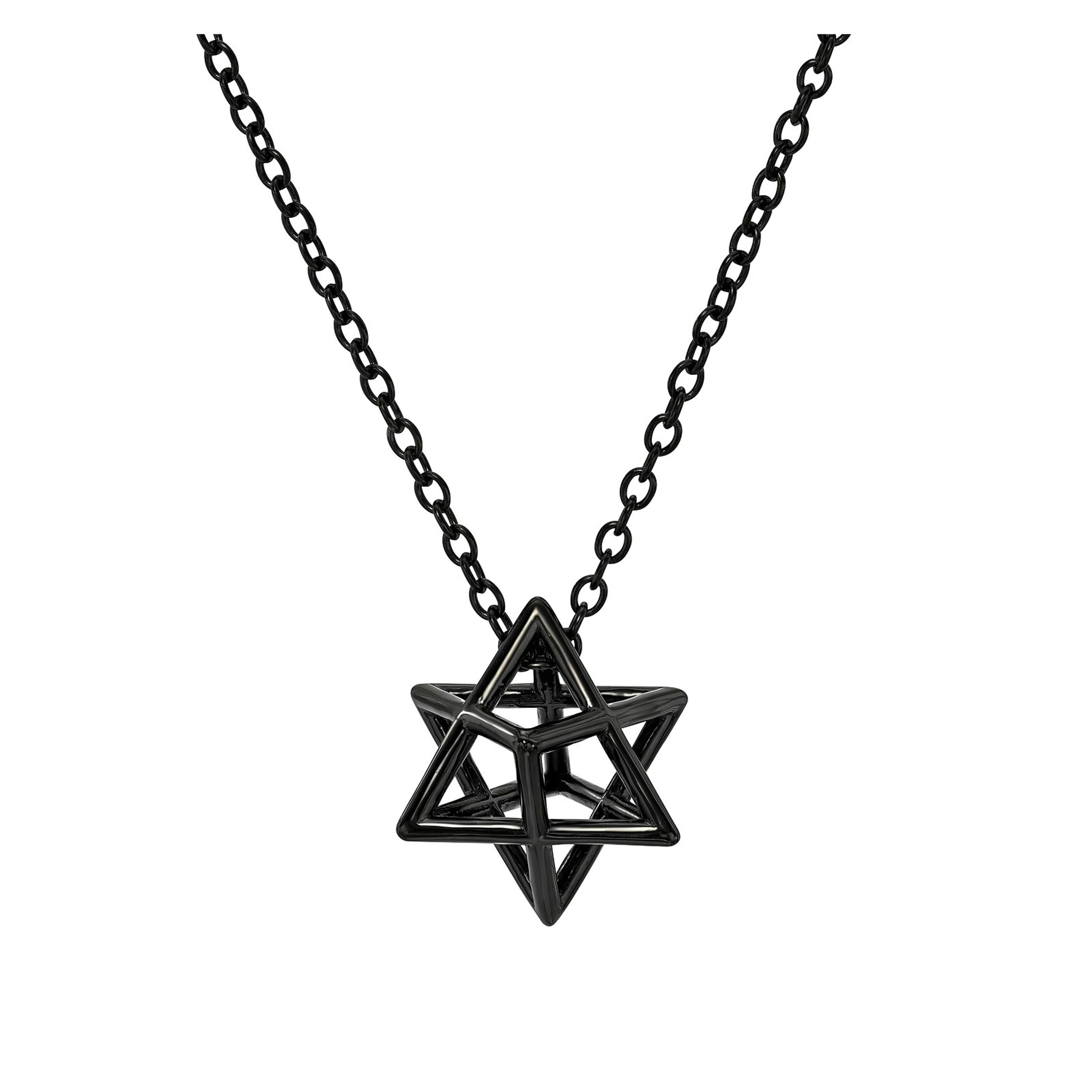 Collana 3D con stella di David in argento sterling nero - Collana unica con stella ebraica in vendita 2