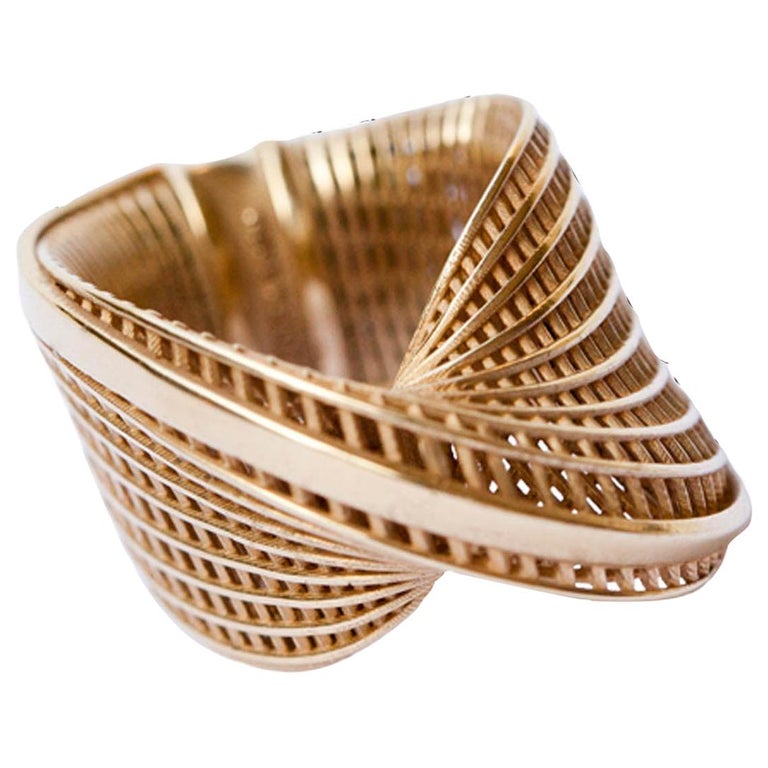 14 Karat Yellow Gold Statement Ring, unique, Contemporary , Luxury Ring
