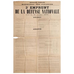 Antique 3e emprunt de la defense nationale 1917 French B1 Poster
