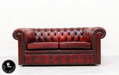 3-Seat, 2-Seat Chesterfield Sofa Leather Antique Couch English Real Leather