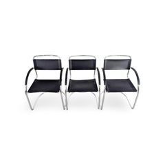 Lot de 3 chaises cantilever Bauhaus du milieu du siècle, Italie, noir
