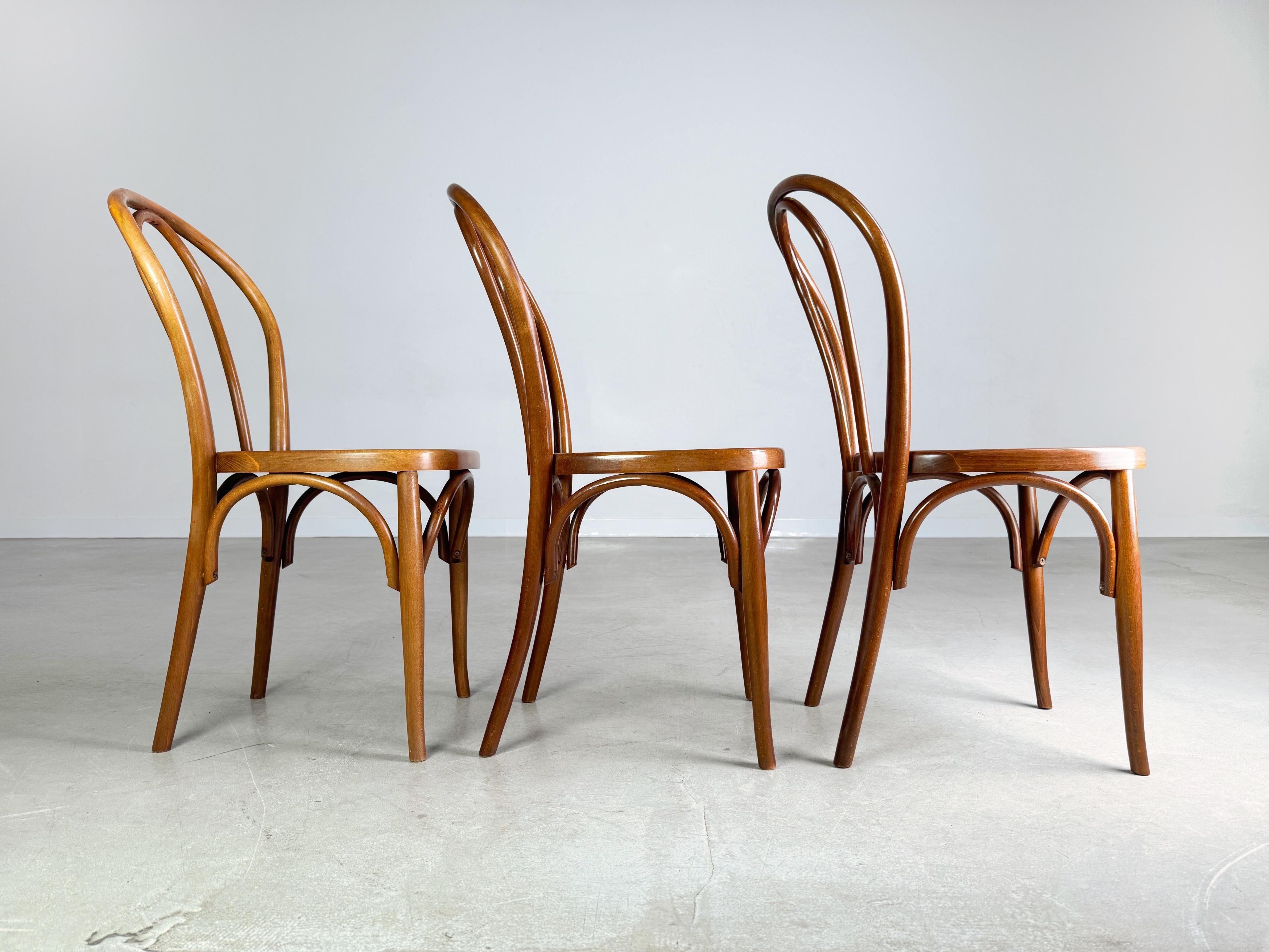 3er Set Bugholzstühle ähnlich Thonet Nr 18 Midcentury Bistrostuhl For Sale 2
