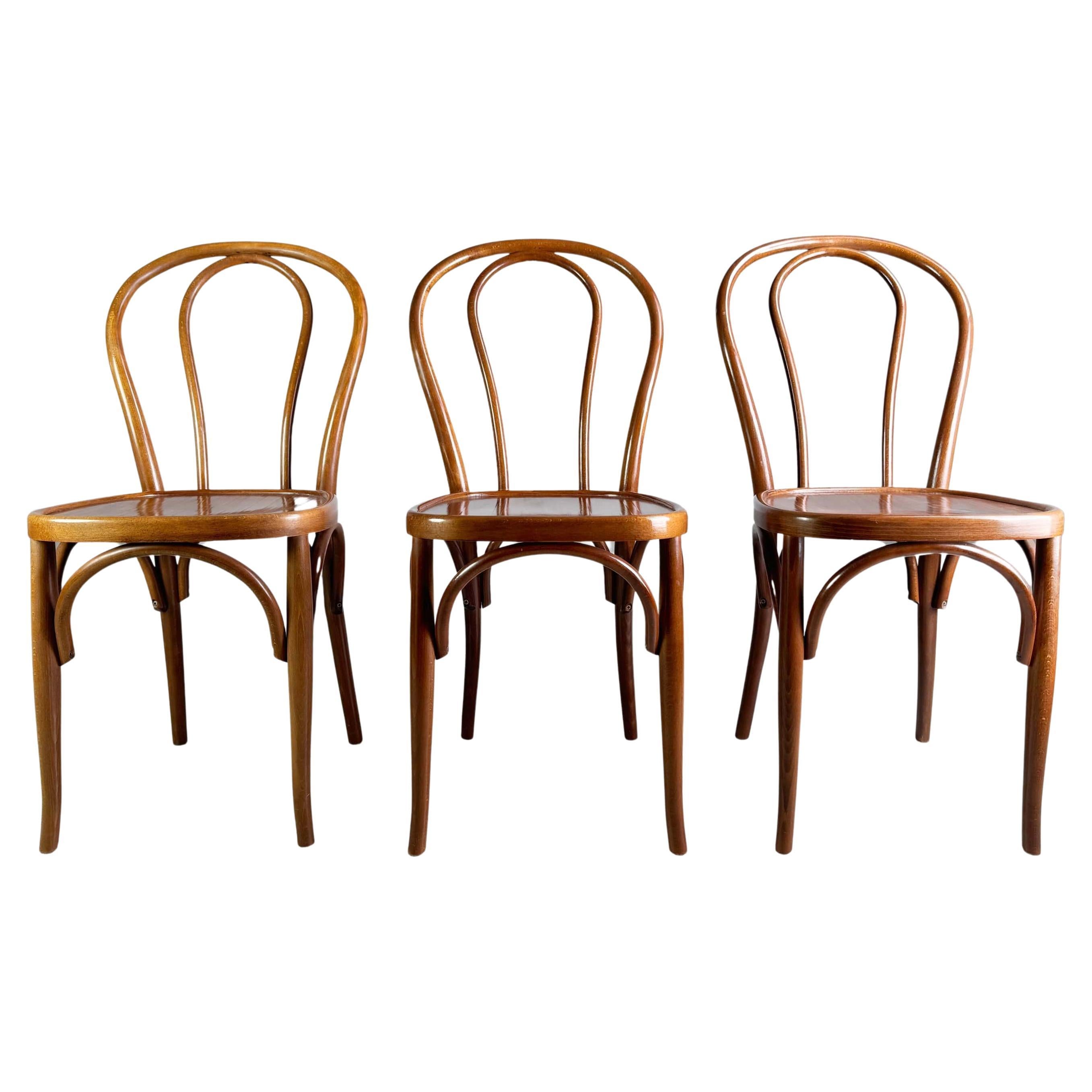 3er Set Bugholzstühle ähnlich Thonet Nr 18 Midcentury Bistrostuhl For Sale