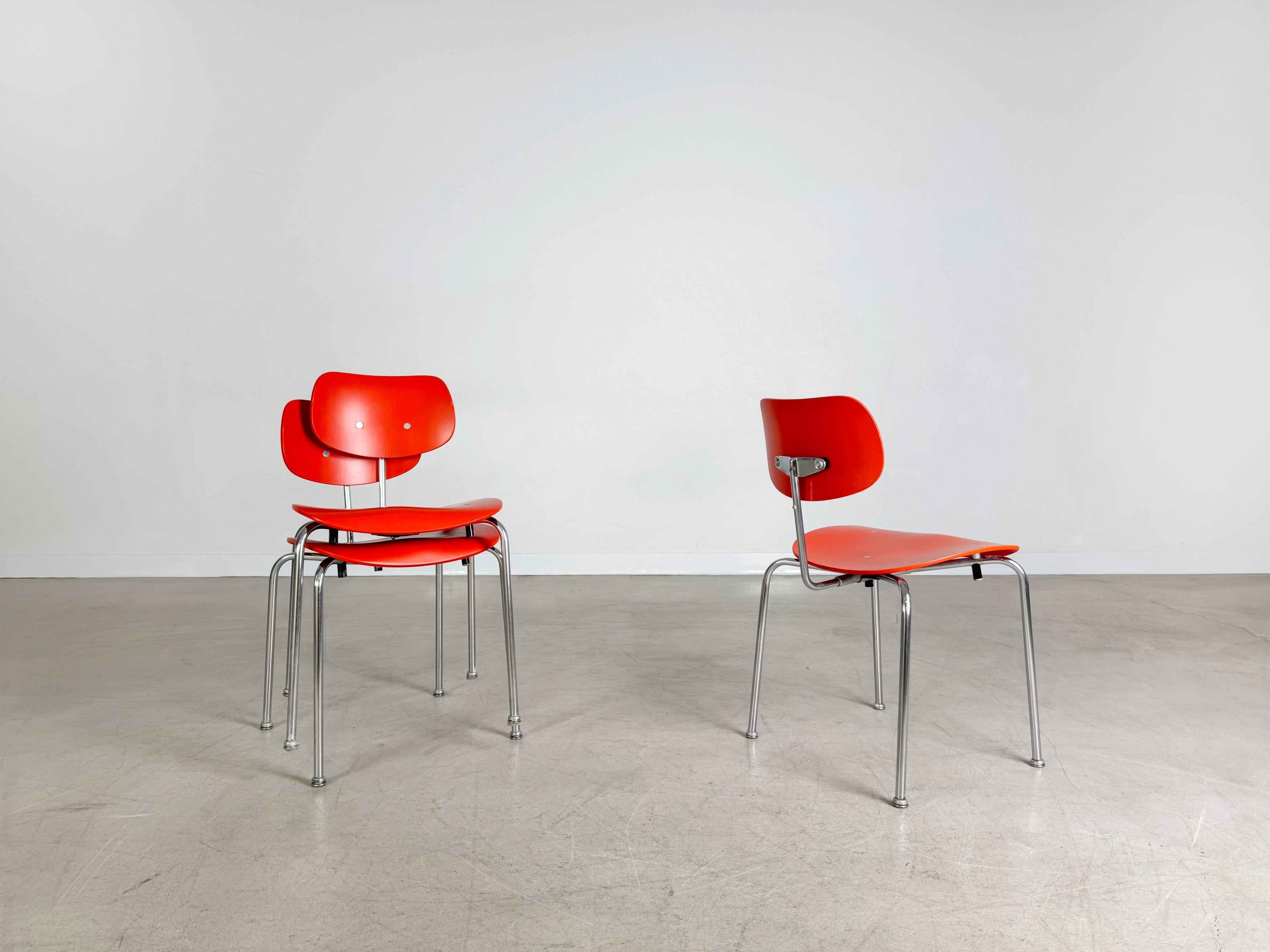 Milieu du XXe siècle 3er Set Egon Eiermann SE68 Midcentury Stühle Wilde+Spieth rot en vente