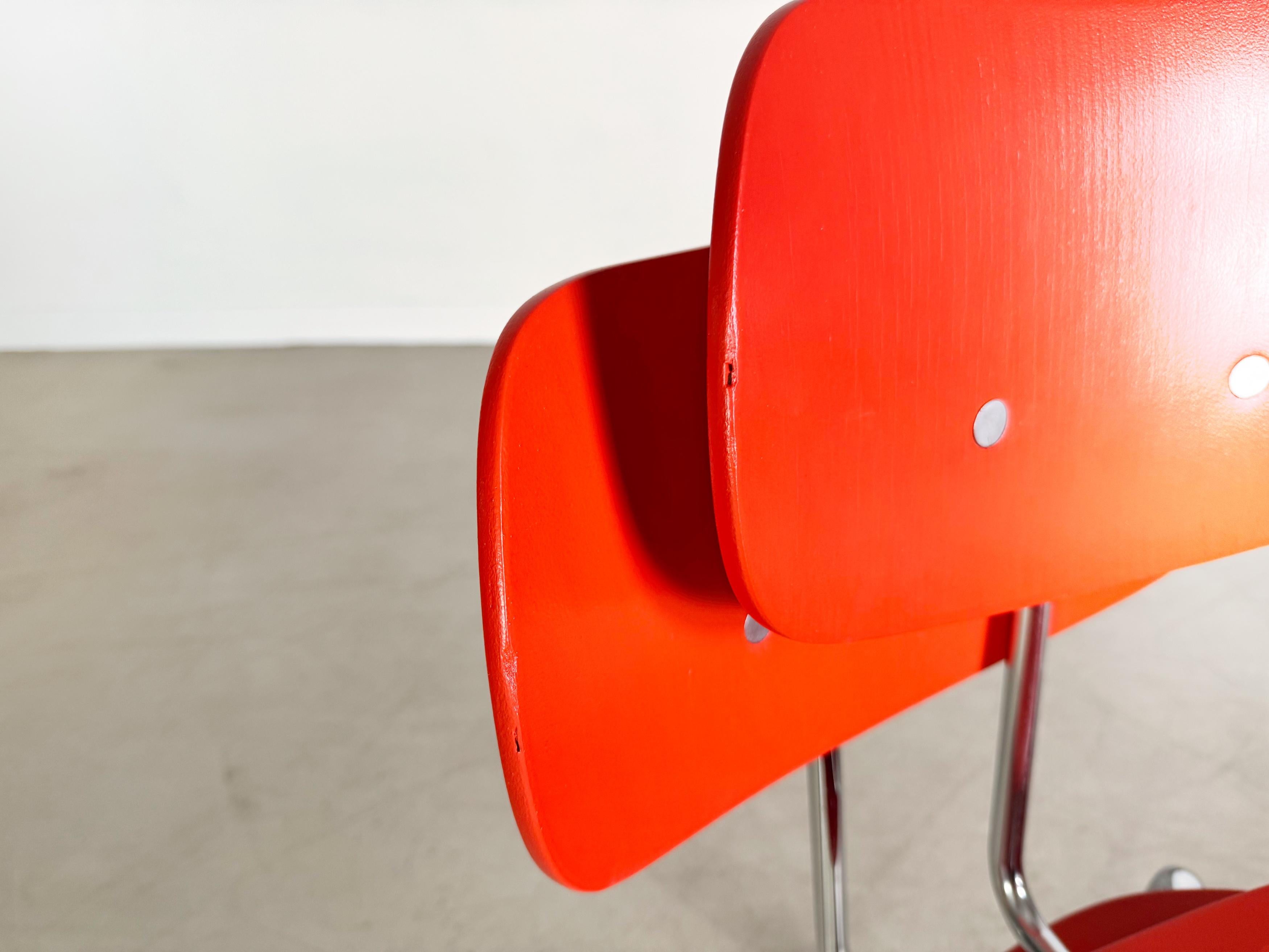 Acier 3er Set Egon Eiermann SE68 Midcentury Stühle Wilde+Spieth rot en vente