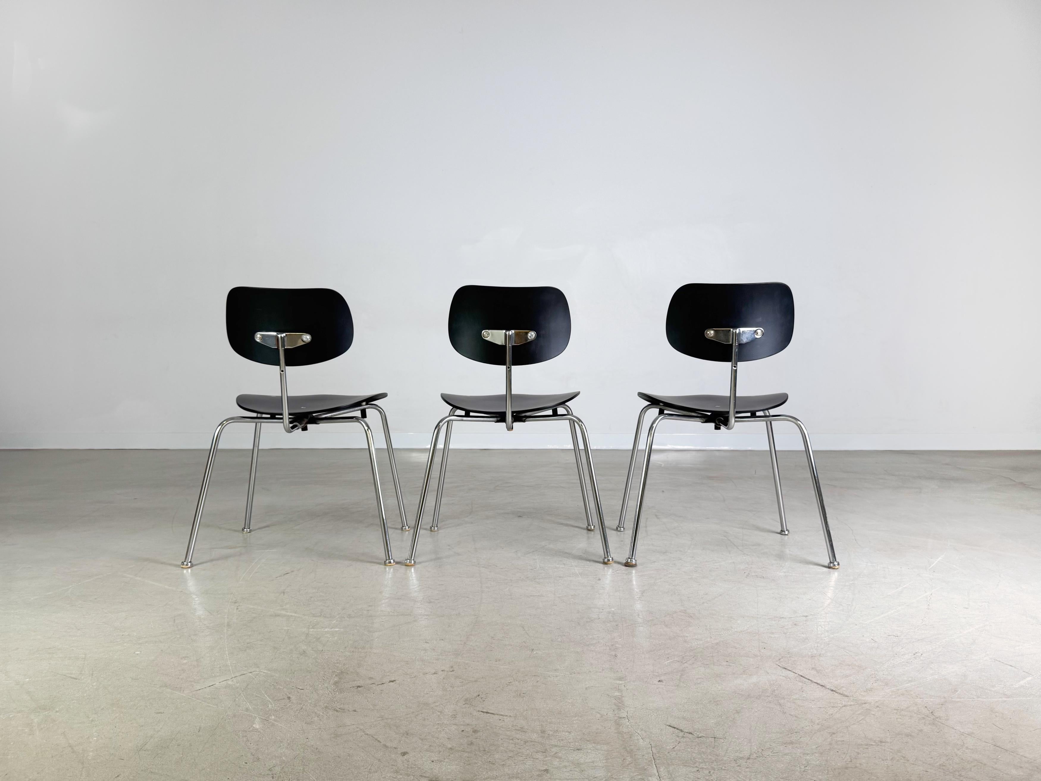 Milieu du XXe siècle 3er Set Egon Eiermann SE68 Midcentury Stühle Wilde+Spieth schwarz en vente