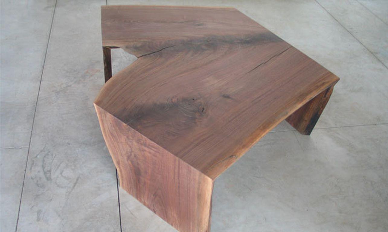 Modern Organic 3 Fold Black Walnut Low Table with Live Edge For Sale
