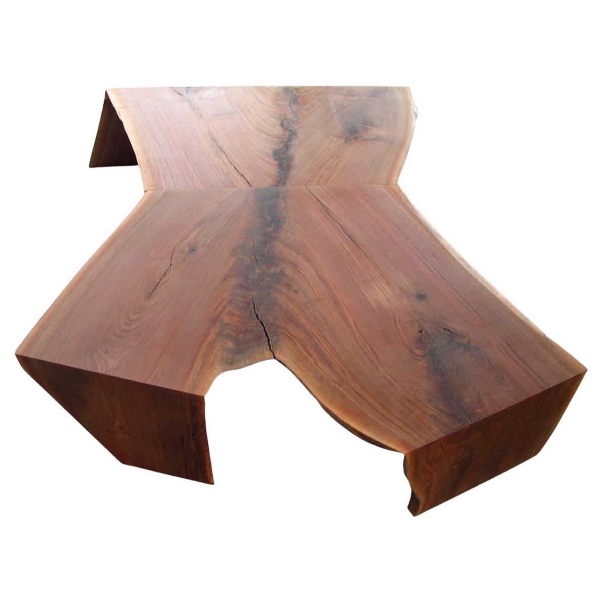 Organic 3 Fold Black Walnut Low Table with Live Edge For Sale