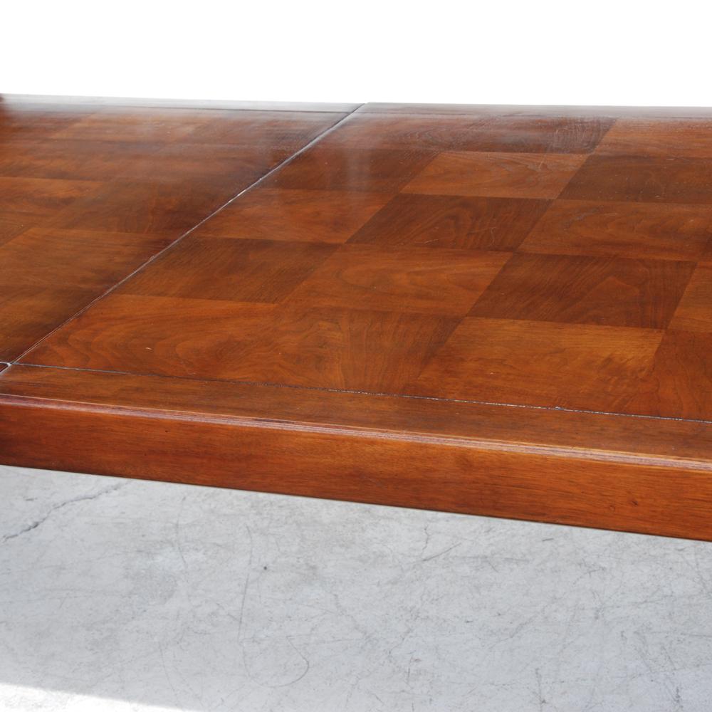 Parquetry Henredon Mahogany Extendable Dining Table with Ming Legs