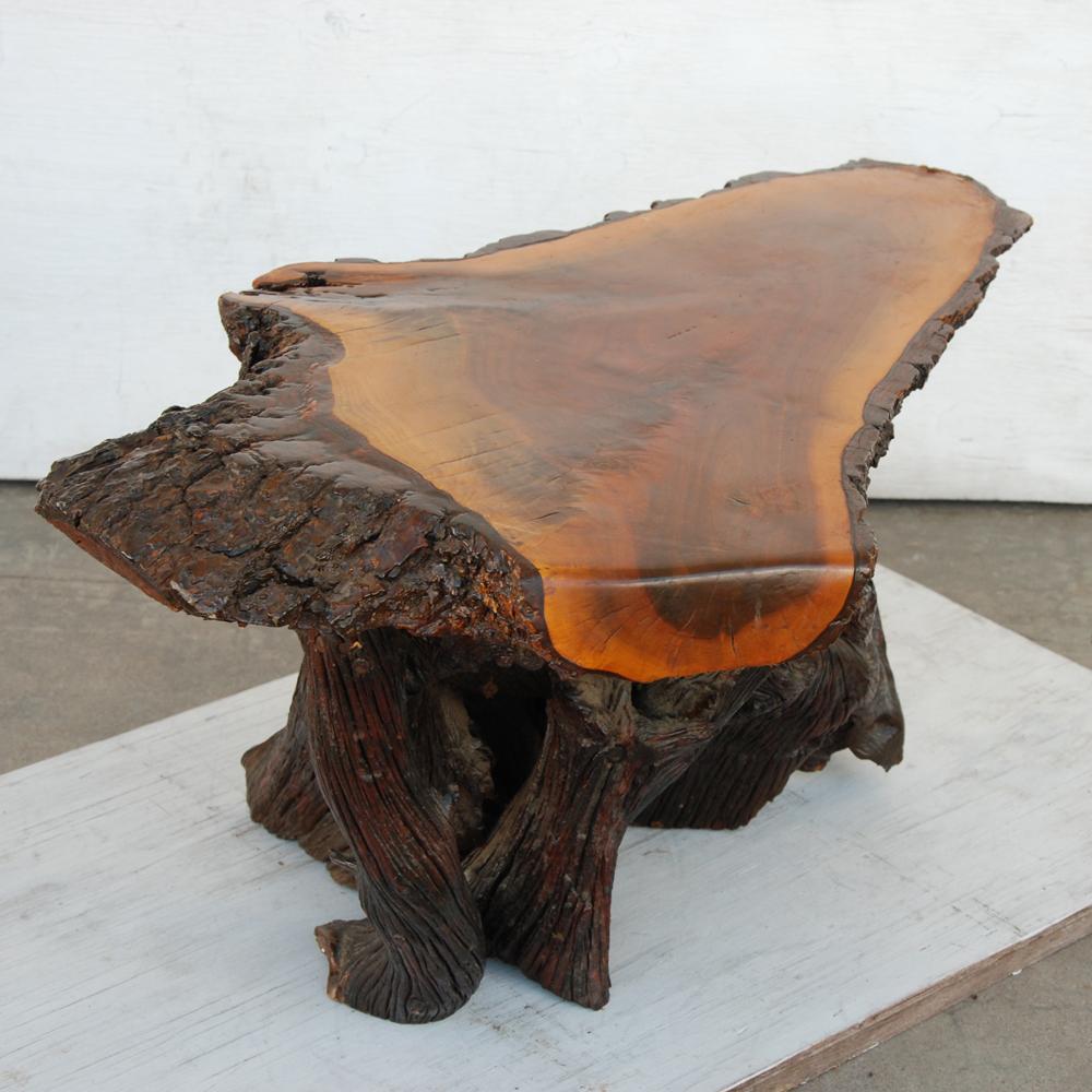 Organic Modern Live Edge Redwood Side Coffee Table