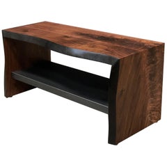 3ft Live Edge Wood Bench by Ambrozia in Solid Walnut and Blackened Steel