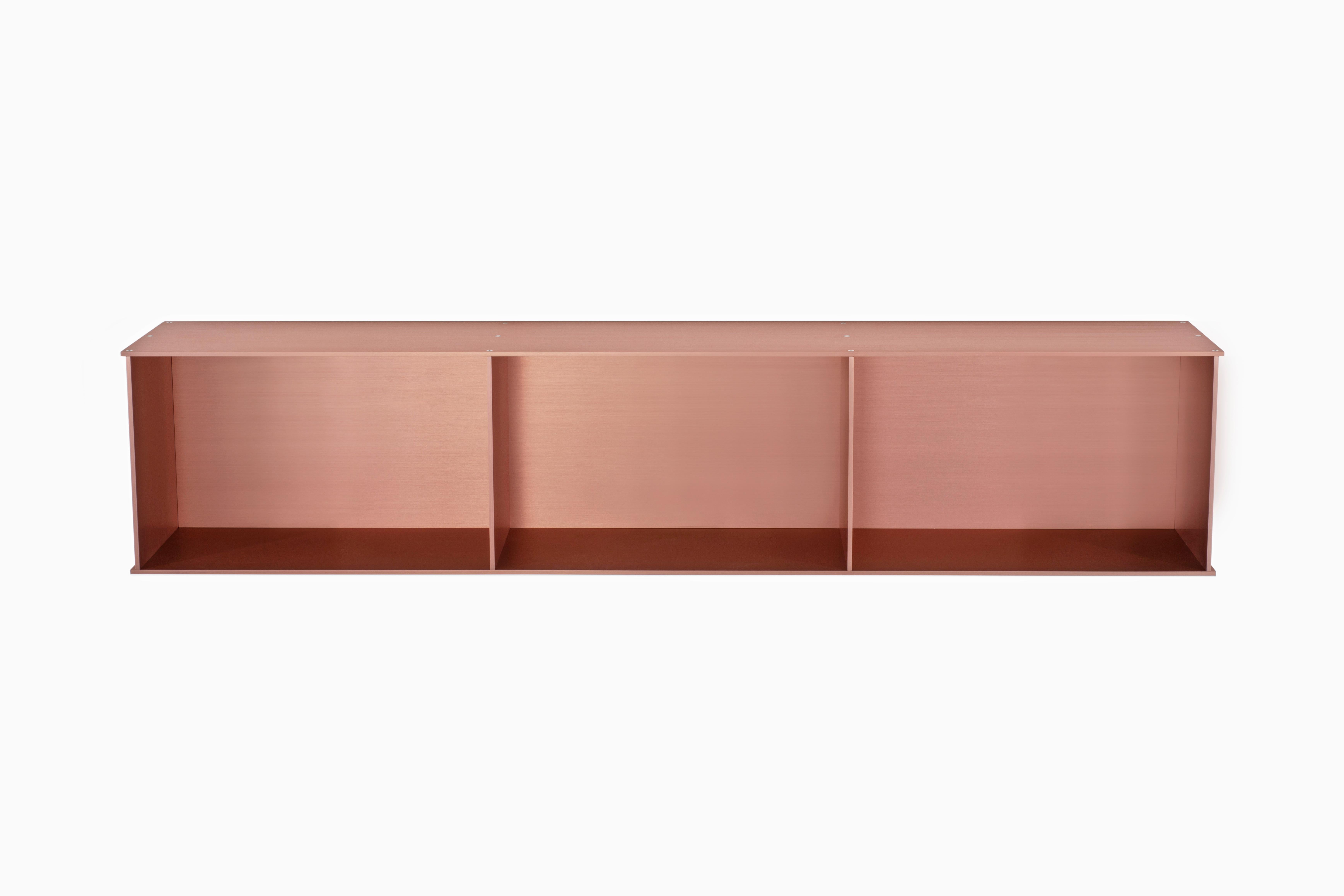 Minimalist 3G Wall-Mounted Shelf in Anodized Aluminum Plate by Jonathan Nesci For Sale