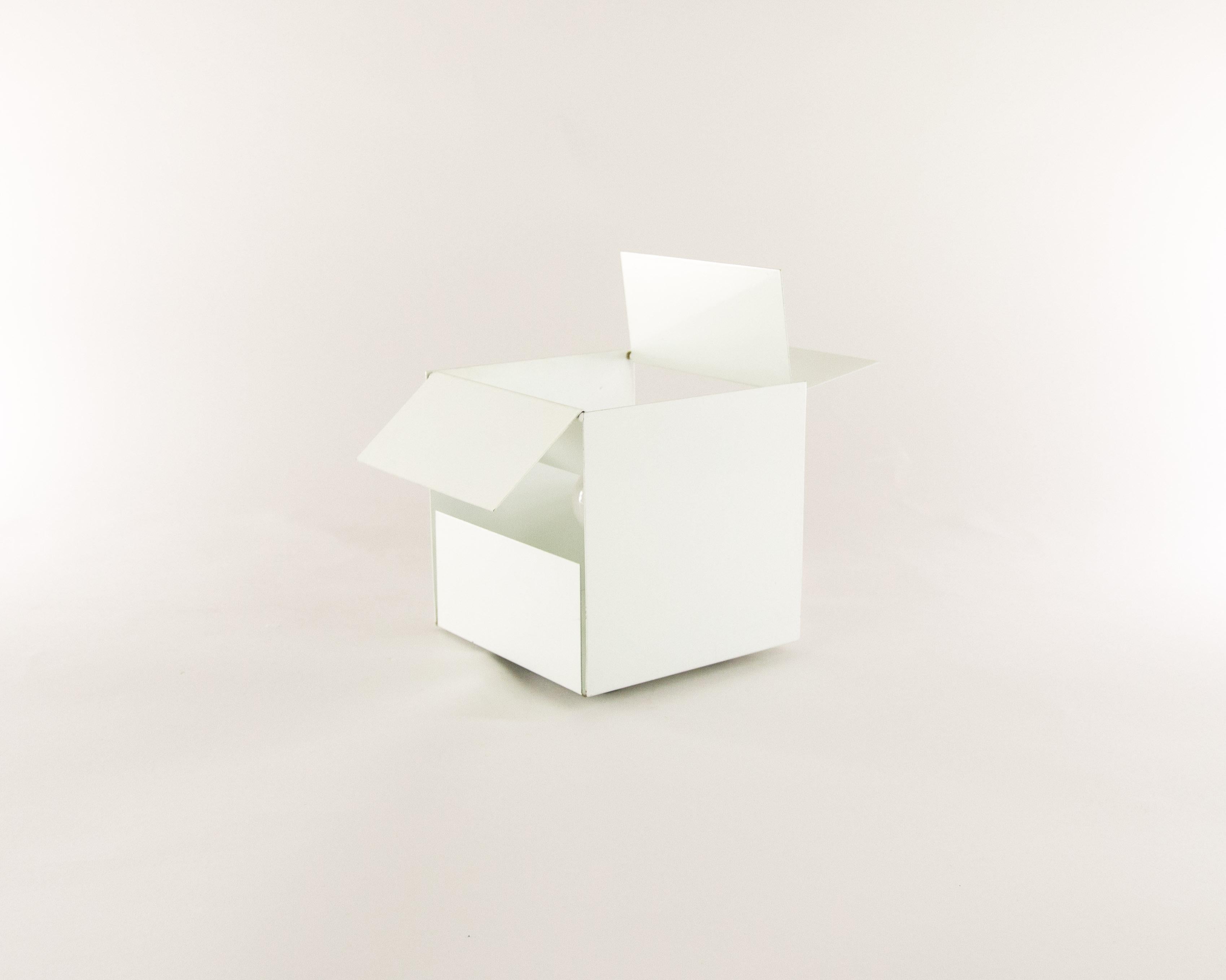 Italian 3H White Metal Cube Table Lamp by Paolo Tilche for Sirrah, 1970s