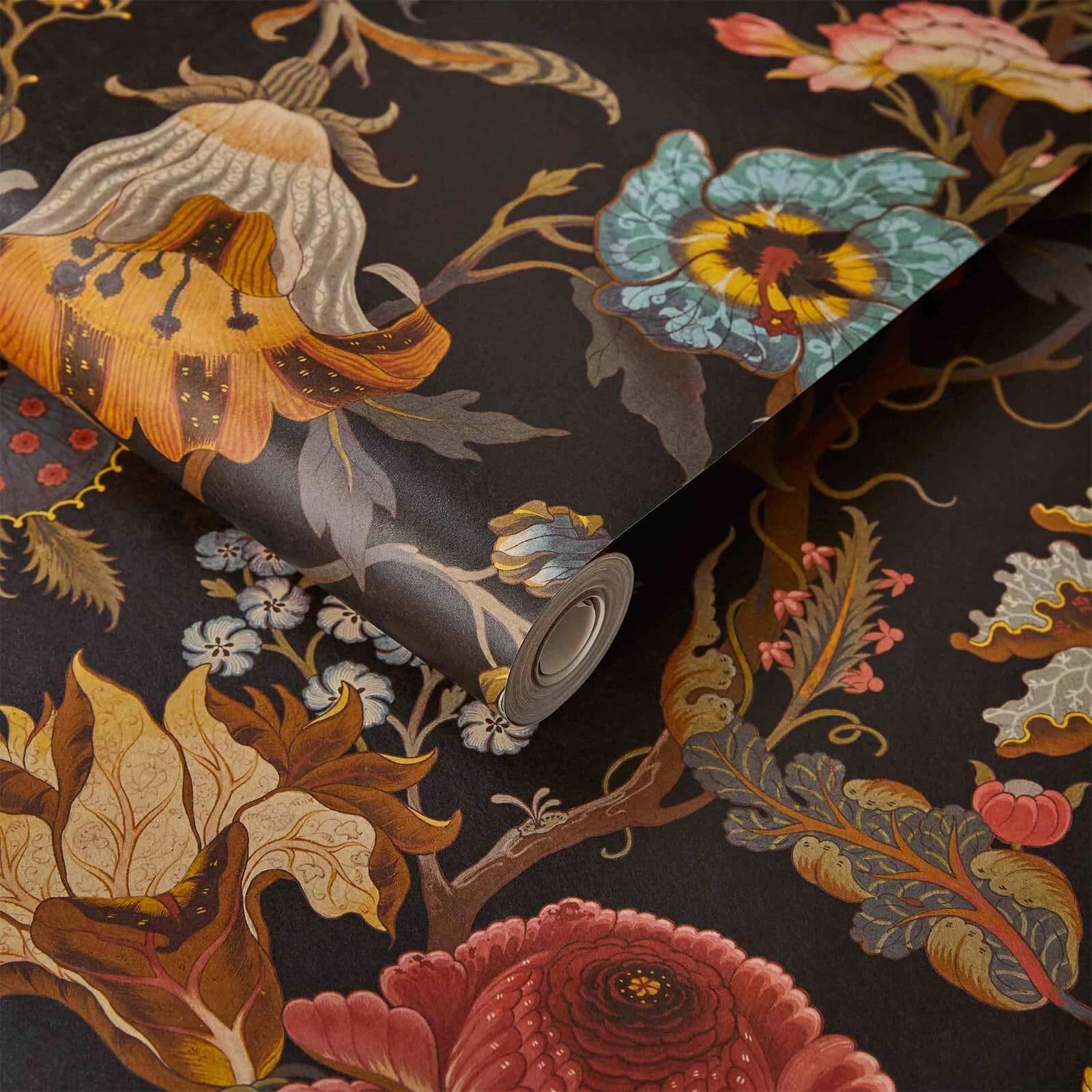 black floral wallpaper