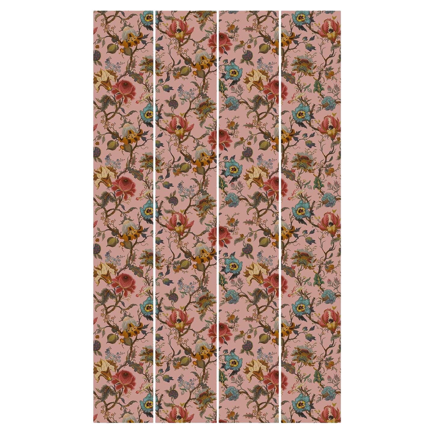 Introduce ARTEMIS to your home with this artful wallpaper stamped with intricately painted wild flowers. The blush pink hue is beautifully warm and will work in any number of settings. Inspired by Diana Vreeland's famous 'Garden in Hell' room, this