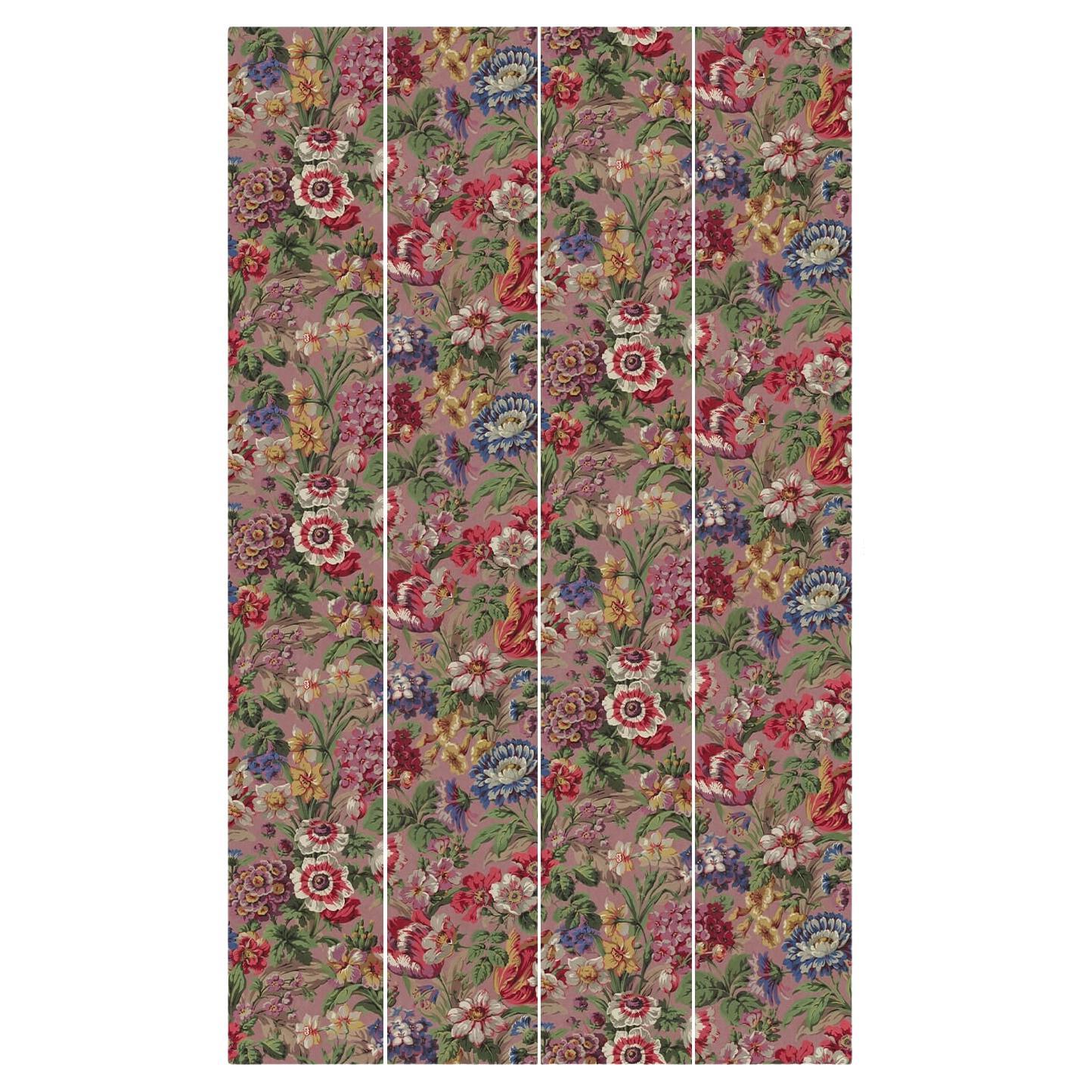 Chintzy but chic, this print is definitely not your granny’s florals. A rebellious riot of blooms, this floral fantastic wallpaper features anemones, tulips and primroses against a backdrop of ‘Hosta’, an earthy terracotta pink.

Our wallpaper is