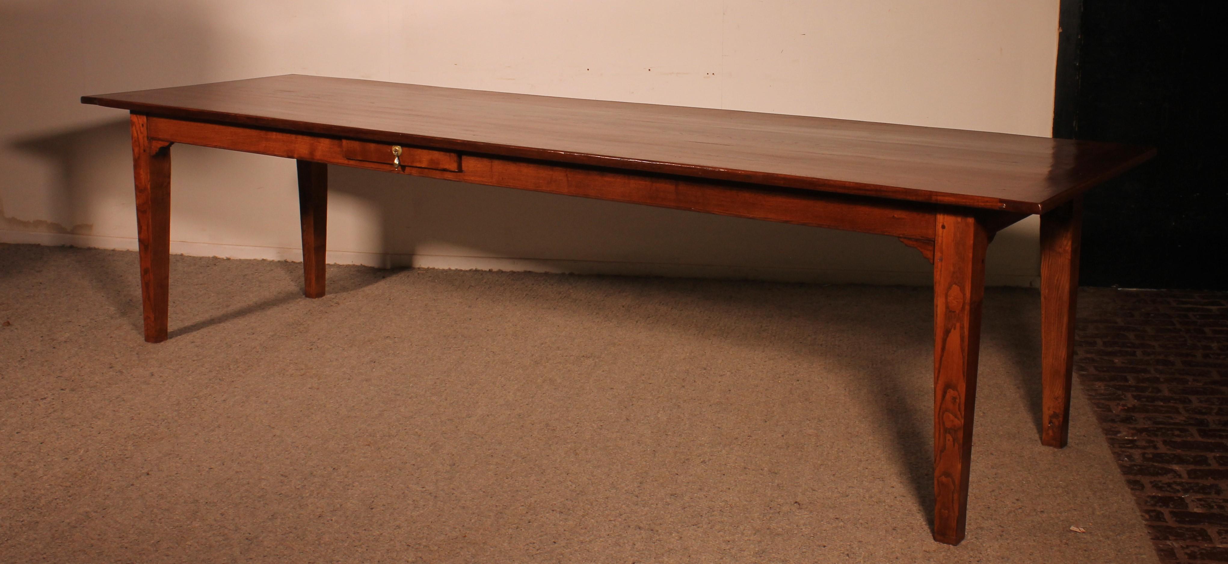 Français Table de réfectoire en Oak 3M - 19ème siècle en vente