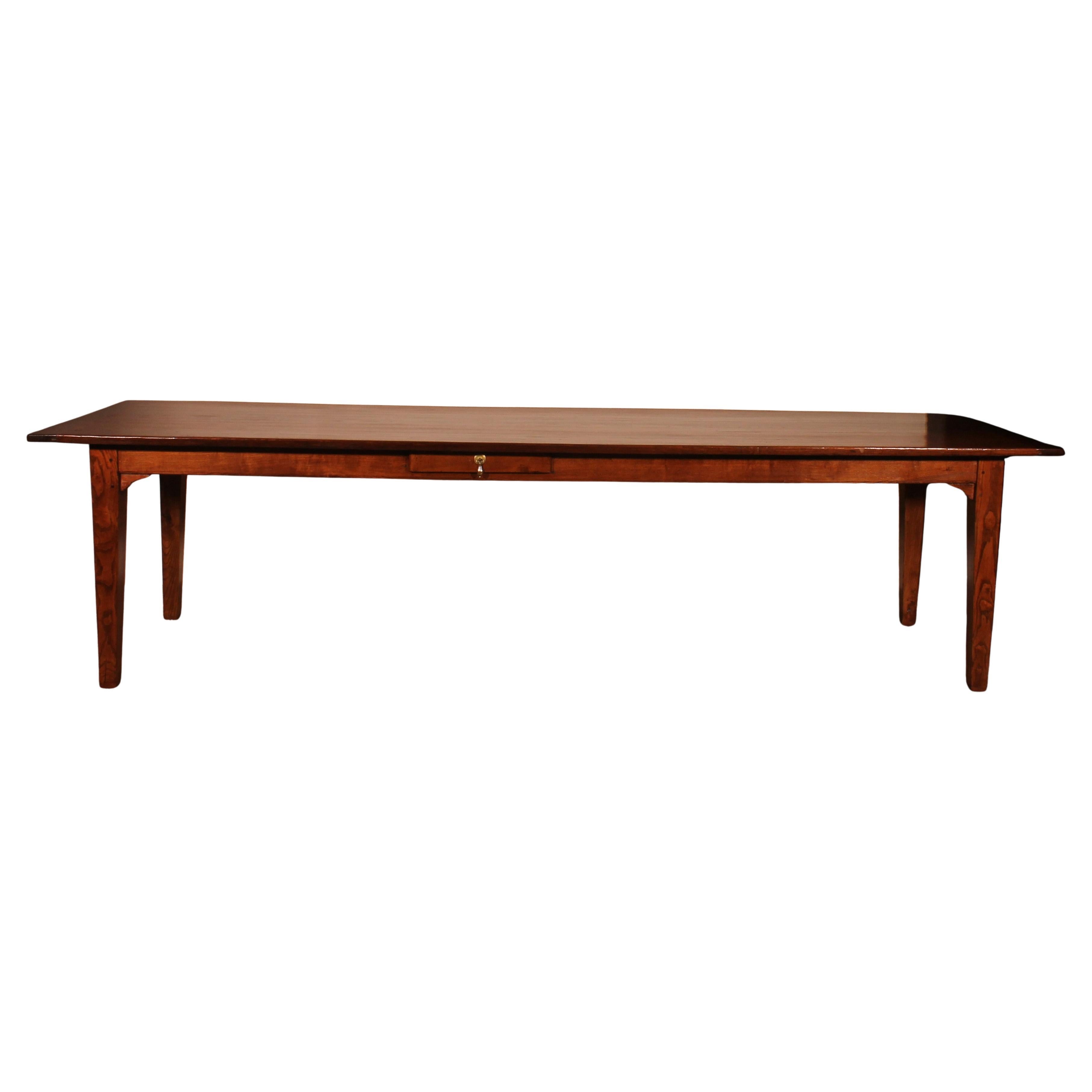 Mesa de refectorio de roble de 3 m de largo - Siglo XIX