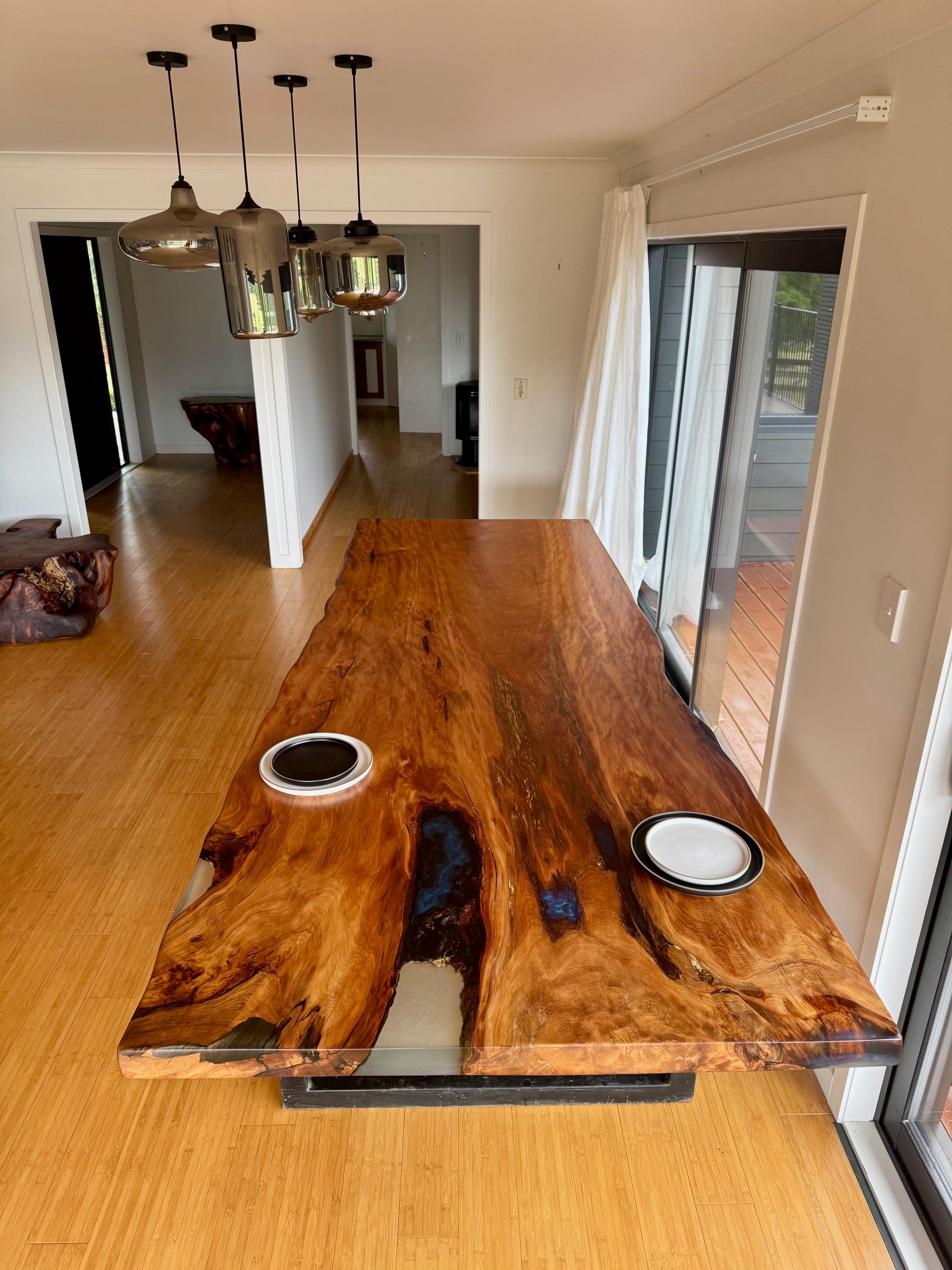 Cast 3m x 1.3m  Kauri Dining Table in Solid Ancient Kauri Wood For Sale
