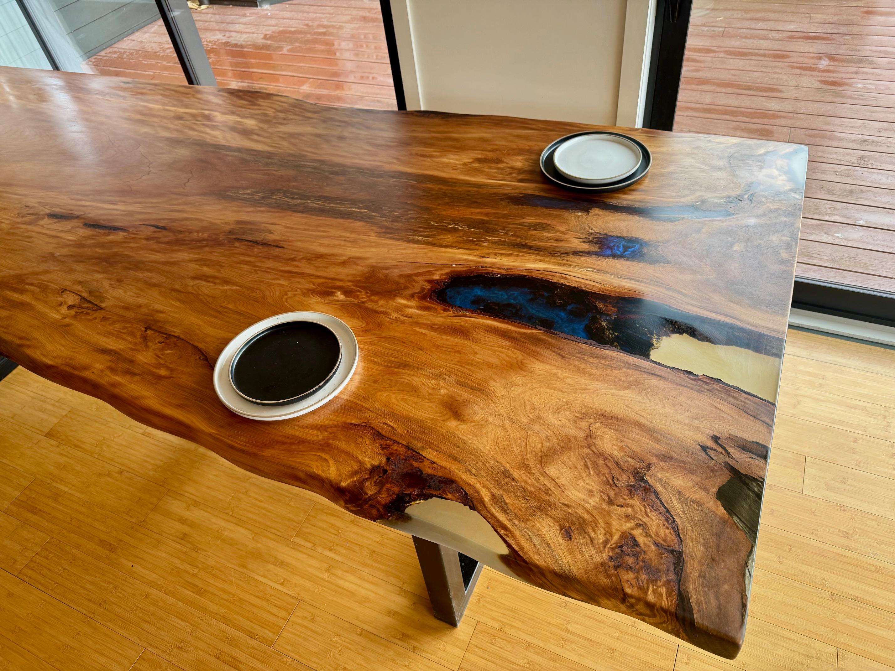 3m x 1.3m  Kauri Dining Table in Solid Ancient Kauri Wood In New Condition For Sale In Kumeu, NZ