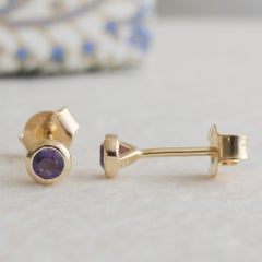 3mm Amethyst Gold Plated Sterling Silver Stud Earrings