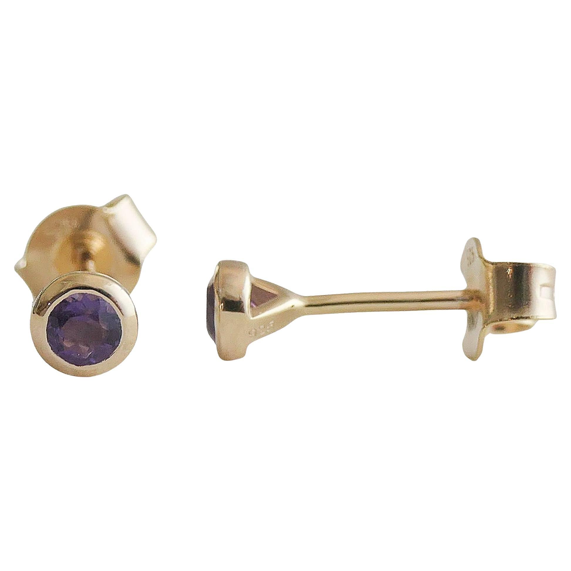 3 mm Amethyst vergoldete Sterlingsilber-Ohrstecker im Angebot