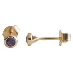 3mm Amethyst Gold Plated Sterling Silver Stud Earrings