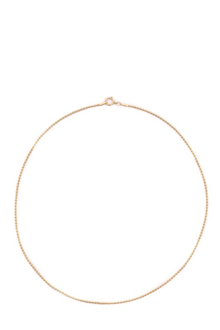 A simple 14k solid gold, 3mm ball chain necklace. Perfect for layering. 

-15