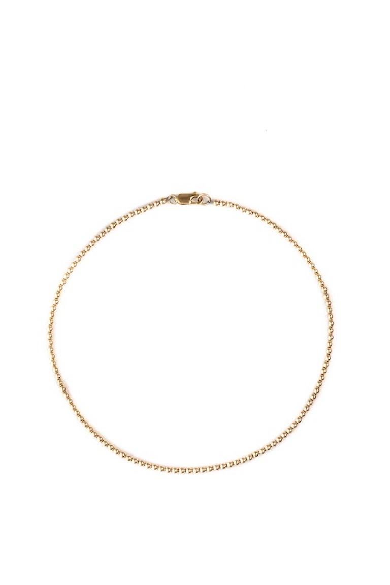 Modern 3mm 14k Solid Gold Ball Chain Necklace For Sale