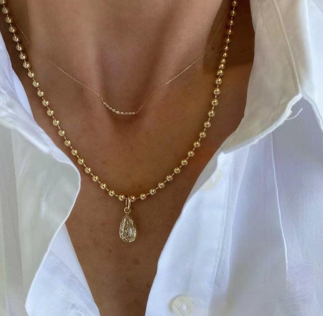 3mm Bead Necklace Chain 18K Gold 20