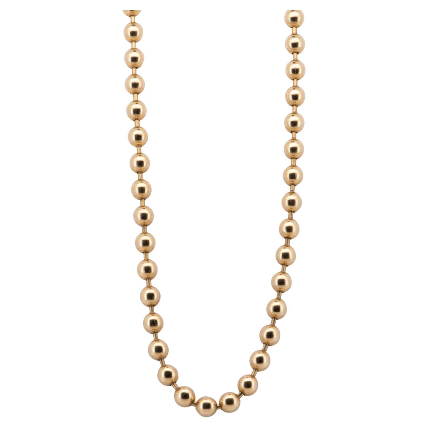 3mm Bead Necklace Chain 18K Gold 20" Heavy 14g+ Trendy Layered Look Beaded For Sale
