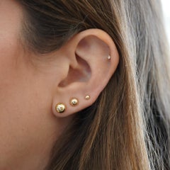 3mm Classic 14K Solid Gold Ball Small Stud Earrings In Screw Backs