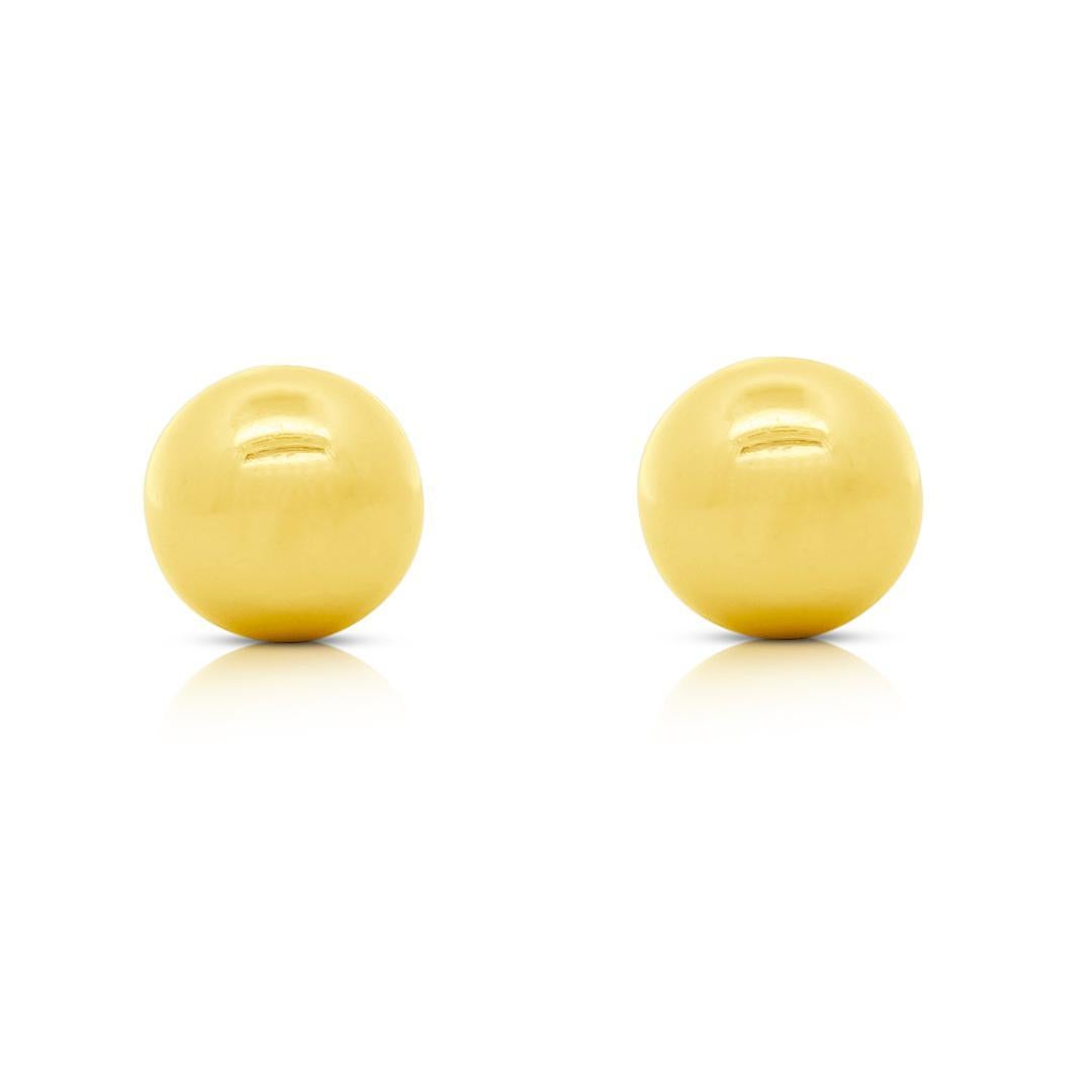 3mm Classic 14K Solid Gold Ball Small Stud Earrings In Screw Backs For Sale 1