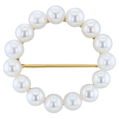3MM Cultured Pearl Brooch 14k Yellow Gold