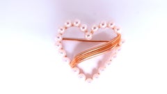 3mm Cultured Pearl handmade Heart Pin 14kt Gold 12540*