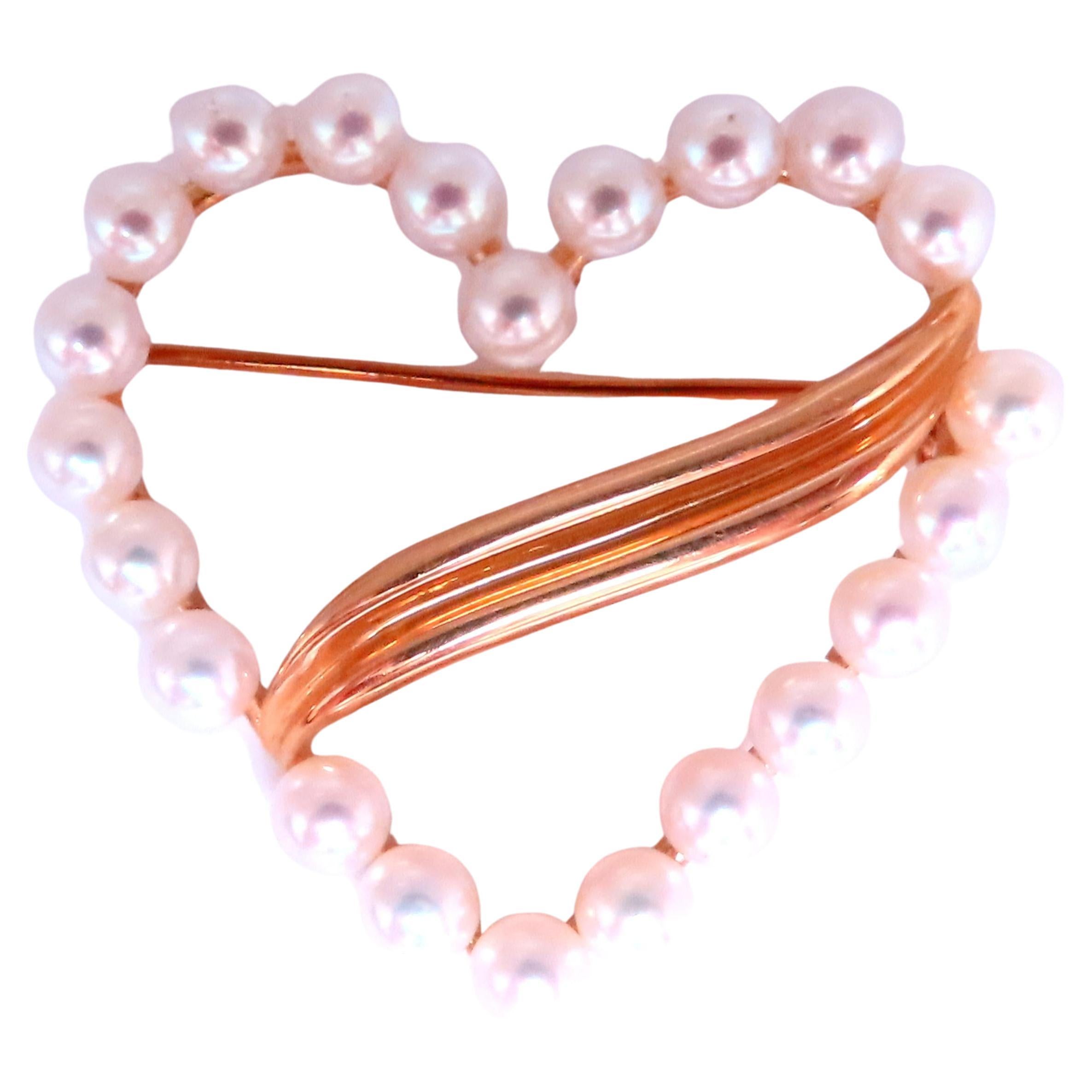 Alfiler de corazón hecho a mano de perla cultivada de 3 mm Oro de 14 kt 12540