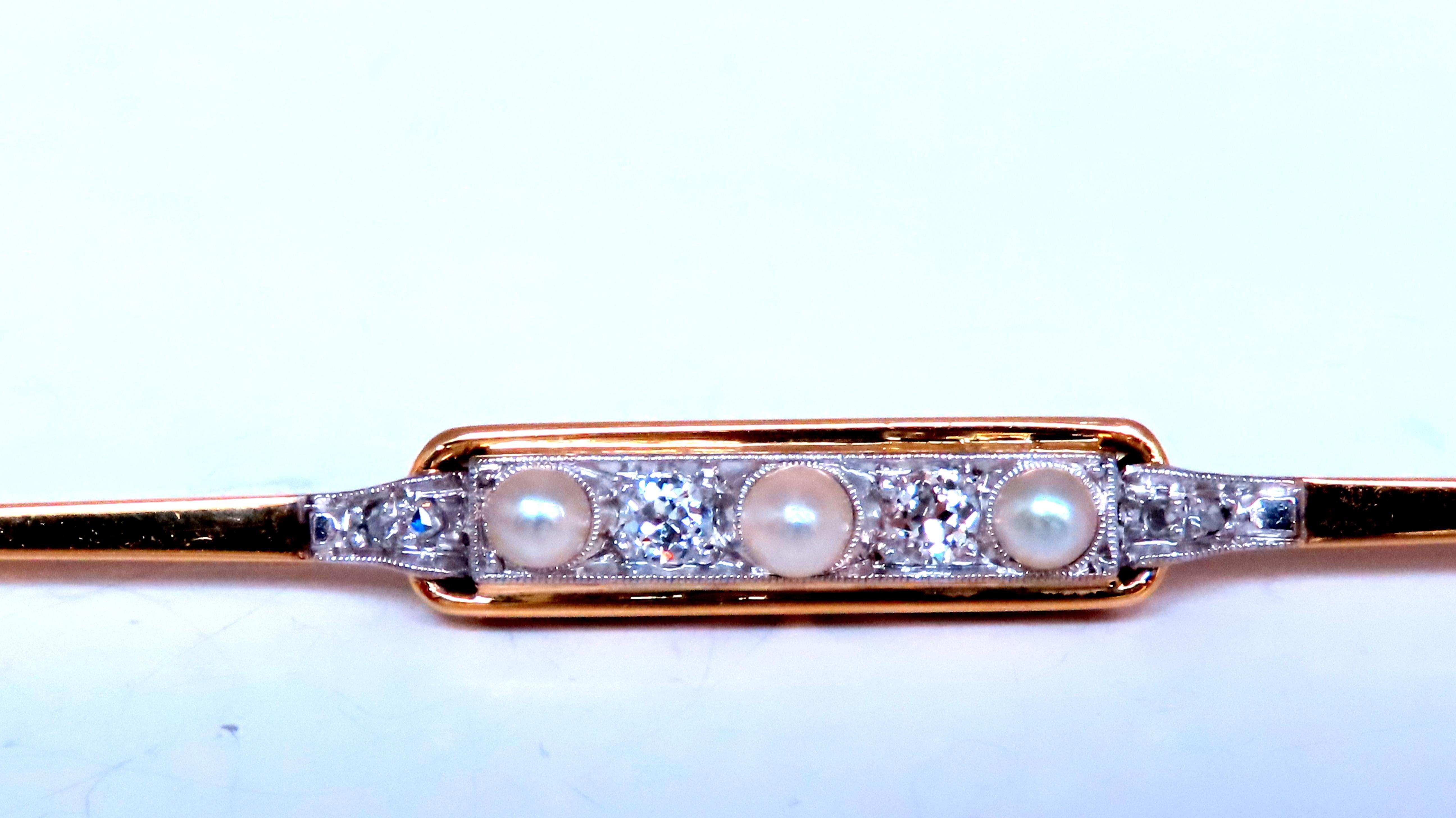 Round Cut 3mm Freshwater Pearl Pin Vintage 14kt 12567 For Sale