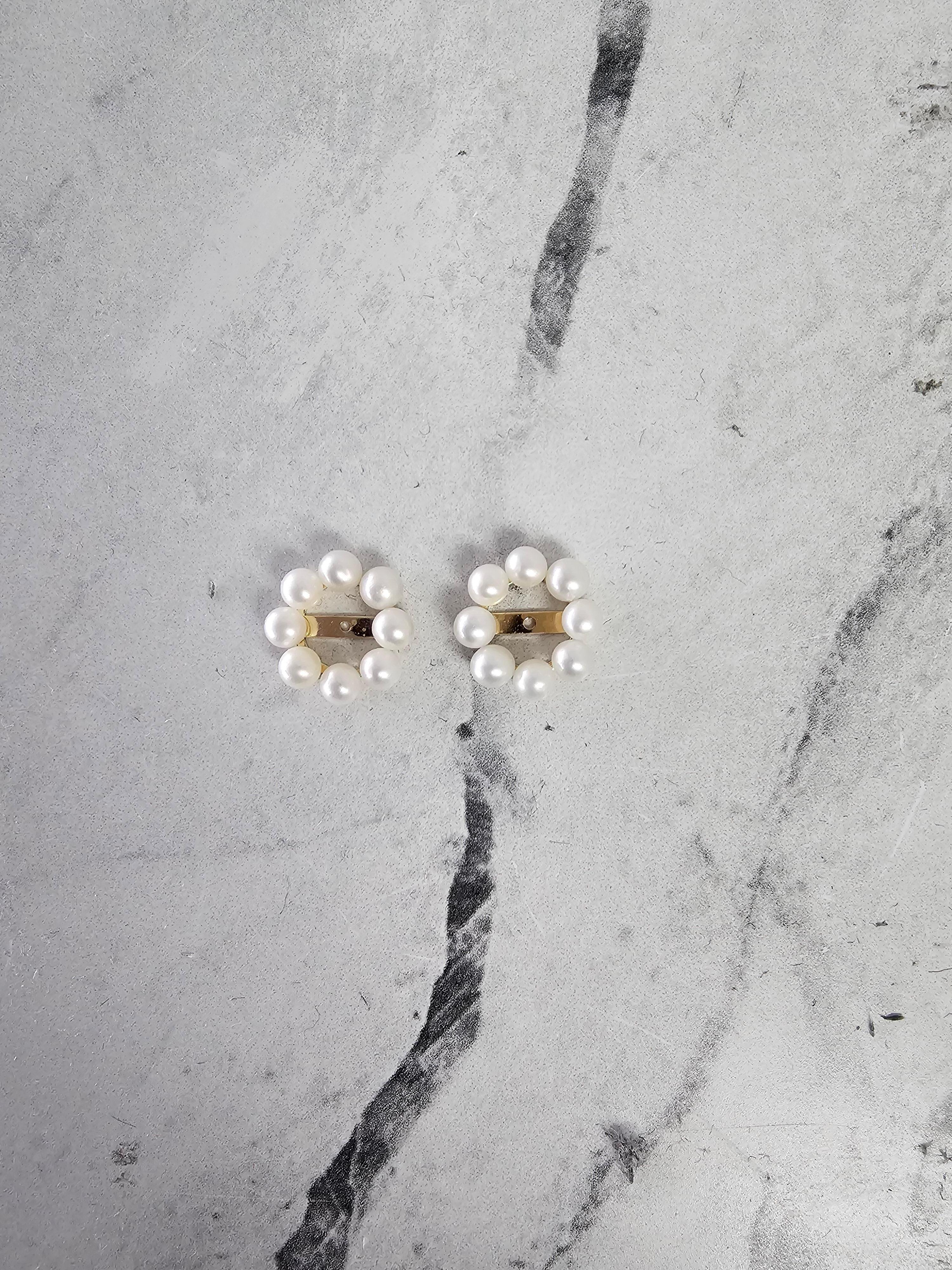 3MM Pearl Earring Jackets in 14k Yellow Gold In New Condition For Sale In Sugar Land, TX