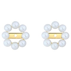 Vestes à boucles d'oreilles en or jaune 14 carats avec perles 3 mm