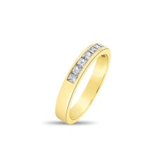 3MM Princess Cut Diamond Wedding Band 14k Yellow Gold