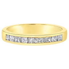 3MM Princess Cut Diamond Wedding Band 14k Yellow Gold