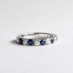 3mm Sapphire Diamond Platinum Band, Anniversary Ring, Wedding Band
