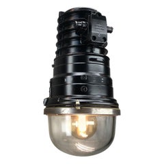 3No. 1970s Vintage Industrial Black Explosion Proof Ceiling Pendant by EOW