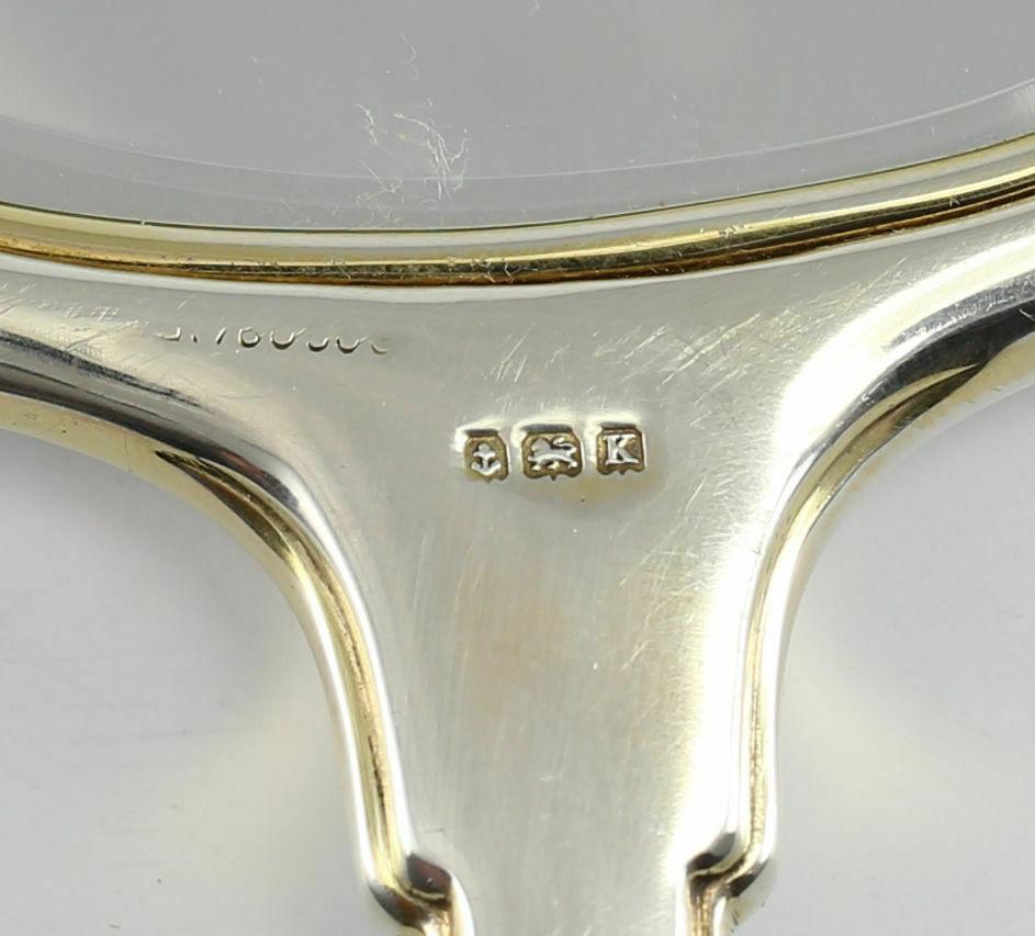 3pc Elkington & Co Birmingham Sterling Silver & Enamel Vanity Set, 1934 In Good Condition For Sale In WILMINGTON, CA