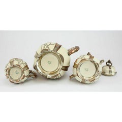 3pc Hertel Jacob Bavaria Germany Silver on Copper Porcelain Feet Coffee Pot